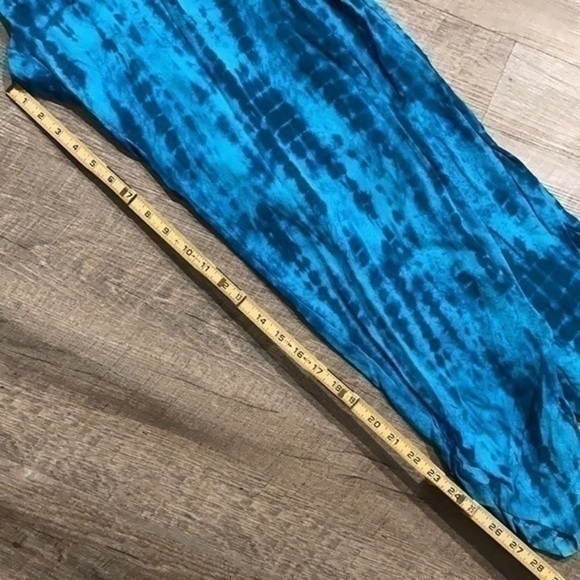 Hawaiian Tropic blue batik dyed Palazzo Beach cover up pants Small - Picture 10 of 10